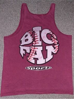 90s Bugle Boy Big Fan Sports Graphic Tank - Maroon